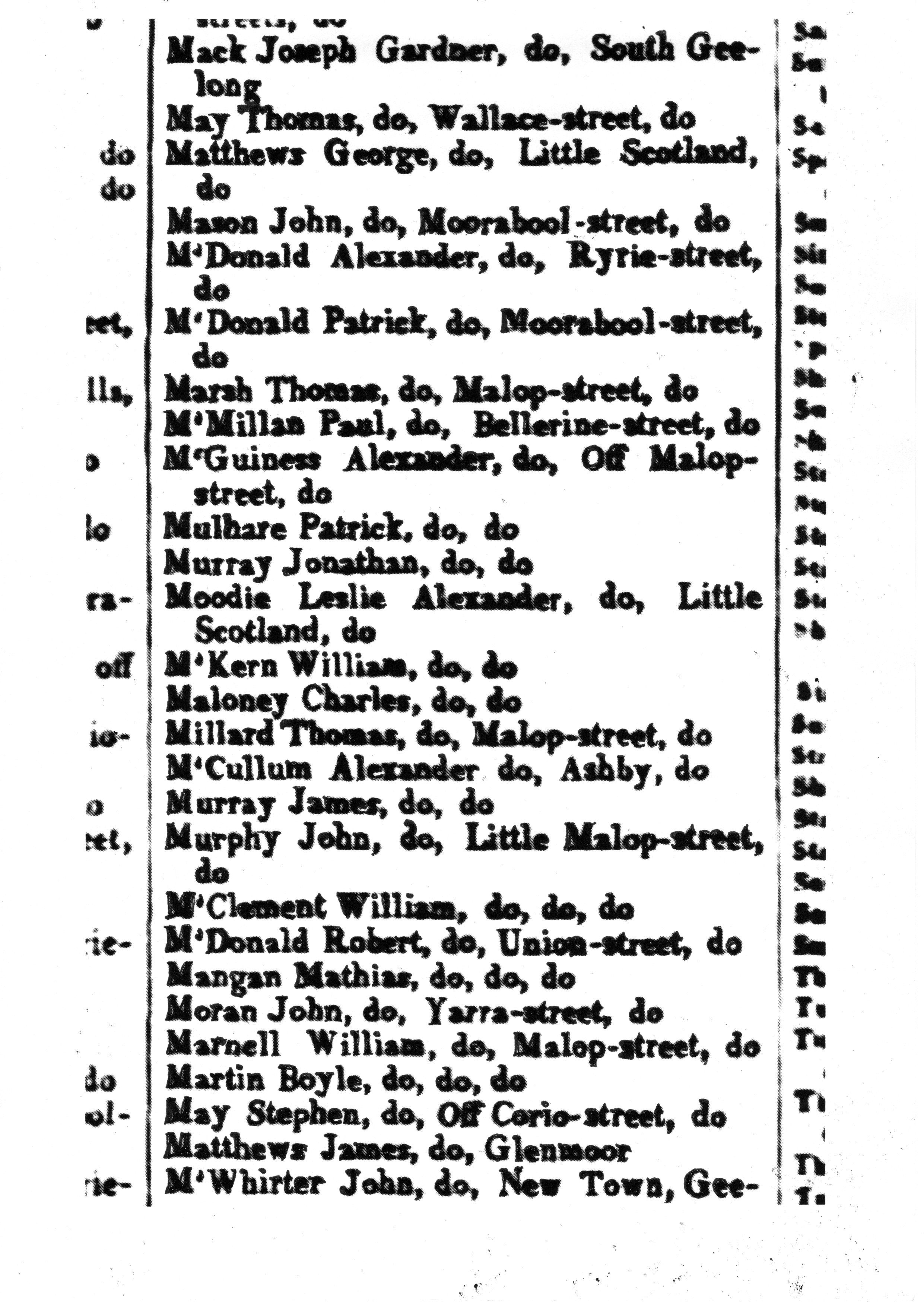 [1850 Electoral Roll of Geelong]